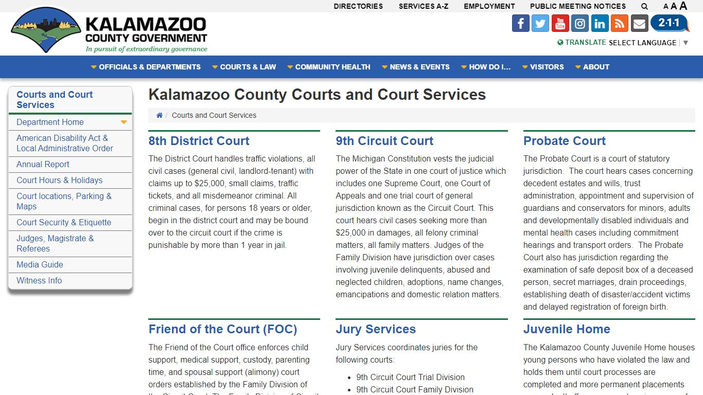 Courts and Court Services - Kalamazoo Michigan County Government Web Site